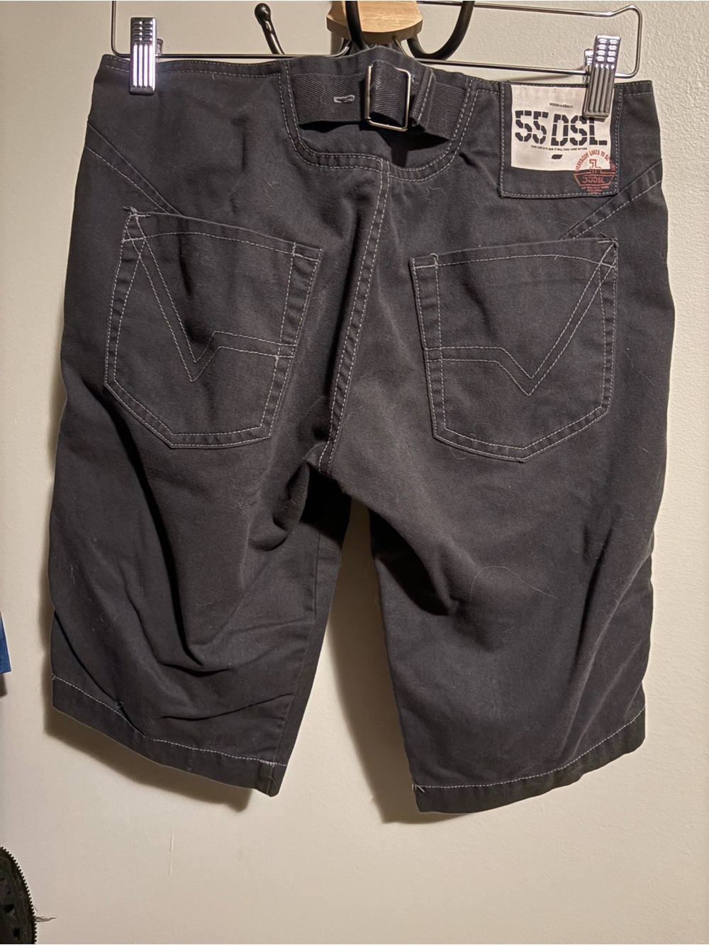 Diesel Women's Black Denim Jean Shorts with Back Pocket Detail